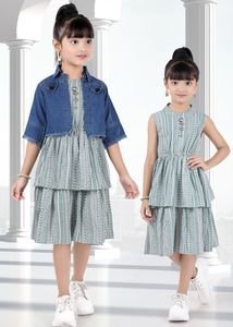 Cute Girls&#39; Dress &amp; Denim Jacket Set