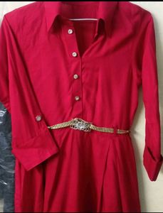 Red Button-Up Dress