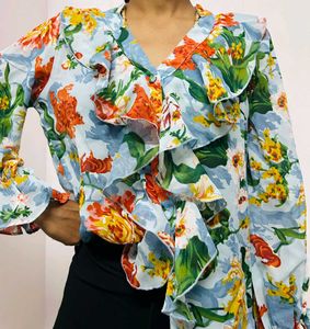 Casual Flower Print Top Berry Lush