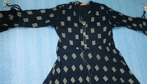 Navy Printed Casual Dress