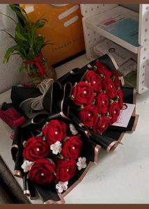 Crochet Red Rose Bouquet