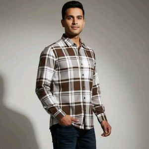 Brown Plaid Casual Shirt
