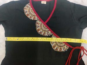 Black pure cotton long kurti for women✨