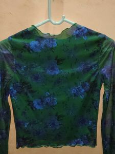 ASOS Design Mesh Floral Top