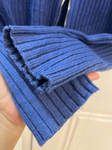 8Seconds Blue Double Way Zip-Up Ribbed Knit Cardig