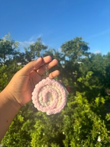 Crochet Cream Roll Key Chain