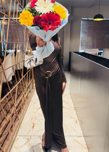 Brown Turtleneck Maxi Dress