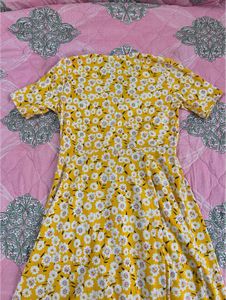 Sassafras Yellow &amp;Off White Floral Printed Dress