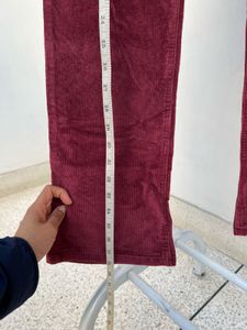 Maroon Corduroy Flare Leg Jeans