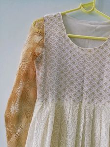 Cream Long Kurti For Women