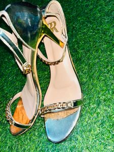 Stylish Gold Chain Heel Sandals