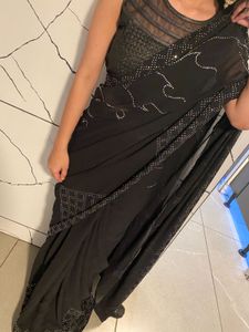 embellished stone studded Elegant Black Saree