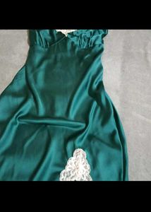 sea Green Lace Trim Slip Dress