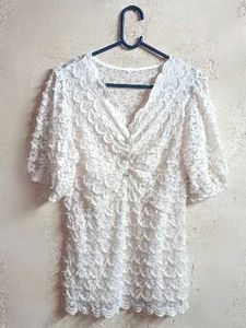 Partywear See-through Lace Top White