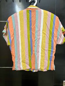 Lifestyle Multicoloured Shirt style crop top