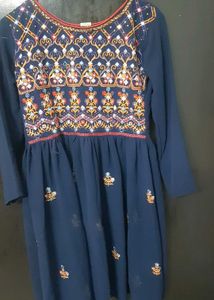 Embroidered Navy kurti
