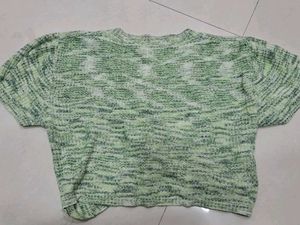 Green Knit Crop Top