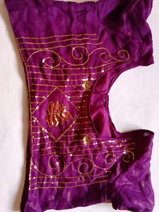Beautiful Megenta Colour Xxl Sequense Blouse At Back Tikli Work
