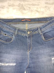Ripped Dark Denim Jeans, Aesthetic And Trendy!