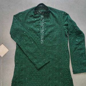 Green Embroidered Kurta