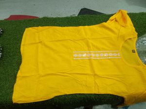 Yellow Embroidered Kurti