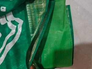 Beautiful Brand New Green Poly Cotton Saree
