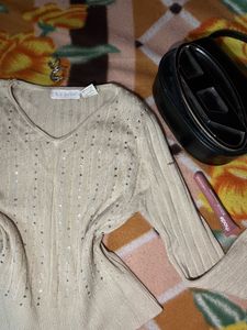 Sparkly Knit V-Neck Top