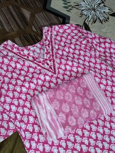 Pure 3 Pcs Cotton Kurta Set