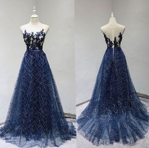 Navy Blue Banquet Evening Dress
