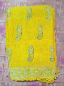 Yellow Bandhani Saree
