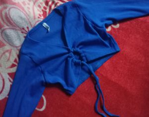 h&amp;m Basic Blue Crop Top