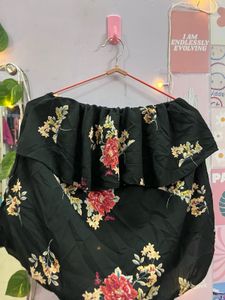 Black Floral Off Shoulder Top