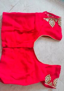 Red Saree With Blouse.One Time Wear.