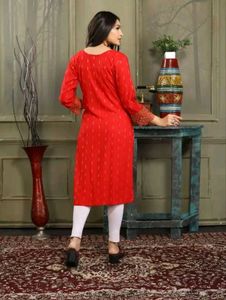 Red Embroidered Kurta Set