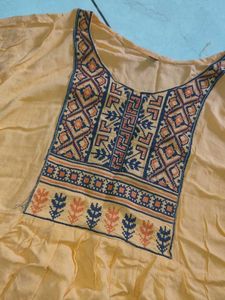 Women Flared Embroidered Casual Long Kurti