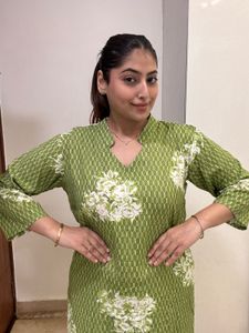 Green Printed Kurta Set