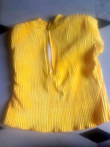 Yellow Pleated Top