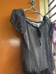 Polka Dot Chiffon Top