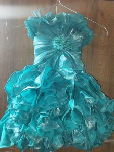 Teal Ruffle Party Dress