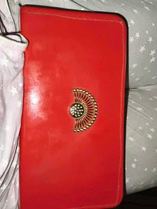 Red Clutch with Gold Embellishment