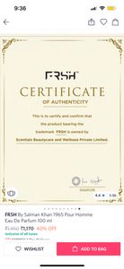 FRSH BY SALMAN KHAN 1965 POUR HOMME EAU DE PARFUM 100ml