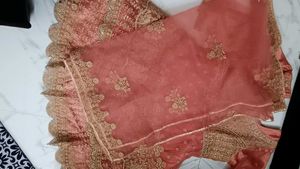 Pink Golden Work Jacket Sharara Set
