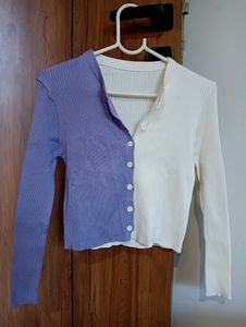 Two-Tone Ribbed Cardigan