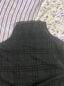 Sheer Shimmer Plaid  Long Sleeve Top