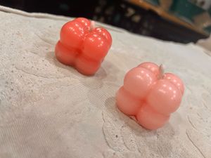 Coffee candle, and blue Ombre Pink Bubble Candle