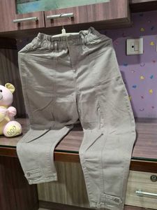 Khaki Elastic Waist Pants