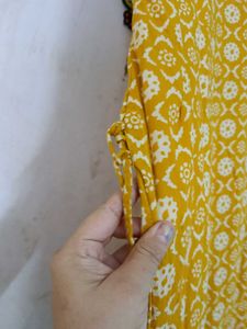 Yellow Printed Kurta pure cotton fabric