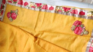 Yellow Saree with Rose Embroidery