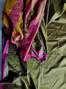 Khan Silk Blend Saree With Attached Blouse Psc