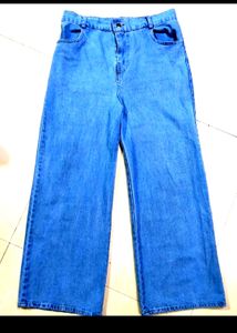 High Waist Wide Leg Blue Jeans